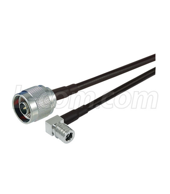 QMA Right Angle Plug to N-Male, Pigtail 20 ft 195-Series
