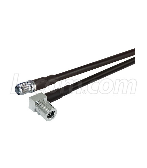 QMA Right Angle Plug to SMA Female, Pigtail 20 ft 195-Series