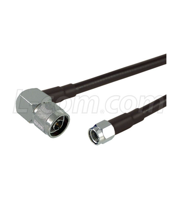 N-Male Right Angle to RP-SMA Plug, Pigtail 10 ft 195-Series