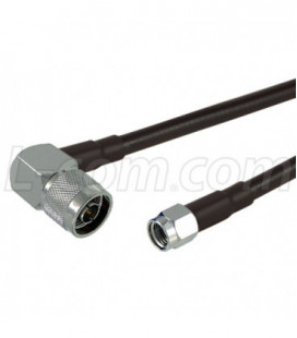 N-Male Right Angle to RP-SMA Plug, Pigtail 2 ft 195-Series