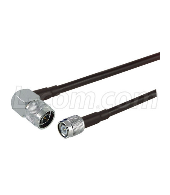 TNC-Male to N-Male Right Angle, Pigtail 2 ft 195-Series