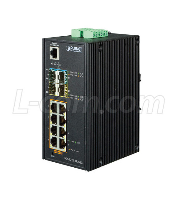 Industrial 8-Port 10/100/1000T 802.3at PoE + 2-Port 100/1000X SFP + 2-Port 10G SFP+ Managed Switch
