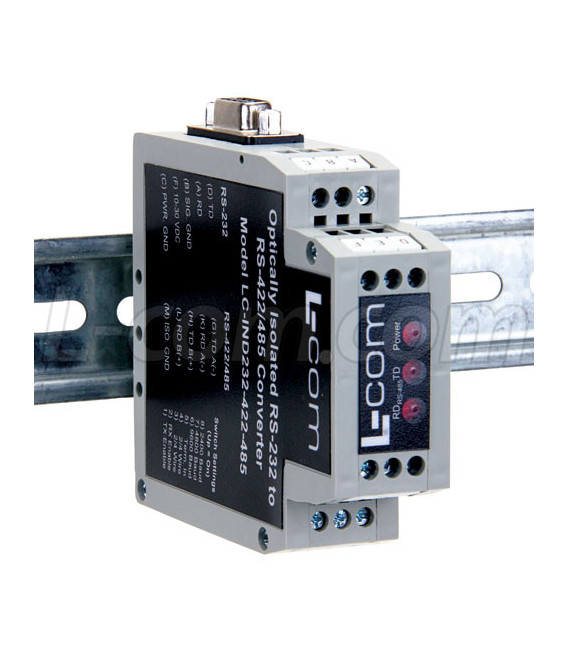 L-com Industrial RS232 to RS422/485 Converter, Din Rail Mountable