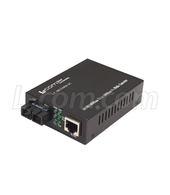 L-com Ethernet Media Converter 10/100/1000TX RJ45 to 1000SX Multimode SC (2km)