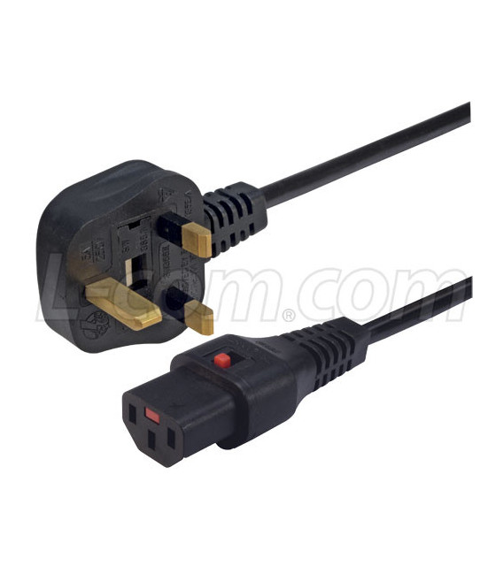 L-com Locking C13 to BS1363 Power Cord 2 meters