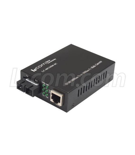 L-com Ethernet Media Converter 10/100/1000TX RJ45 to 1000LX Single mode SC (20km)