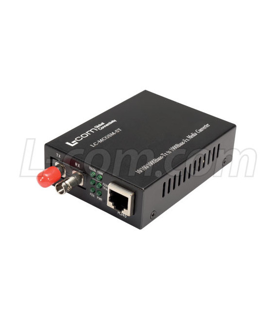 L-com Ethernet Media Converter 10/100/1000TX RJ45 to 1000LX Single mode ST (20km)