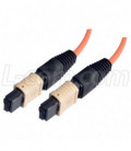 MPO w/o pins to MPO w/o pins, 6 Fiber Ribbon, OM2 50/125 Multimode, OFNR Jacket, Orange, 100.0m