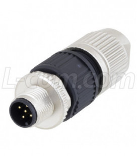 M12 5 Position A-Code Male Field Termination Connector, 22-20AWG