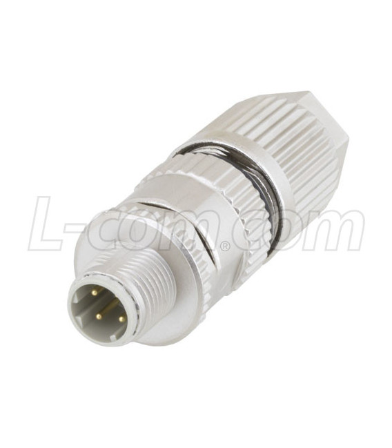M12 4 Position D-Code Male Shielded Field Termination Connector