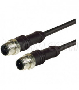 M12 4 Position D-Coded Male/Male Cable Assembly, 0.5m