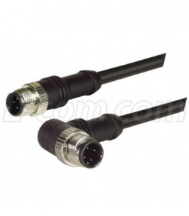 M12 4 Position D-Coded Male/Male Right Angle Cable, 3.0m