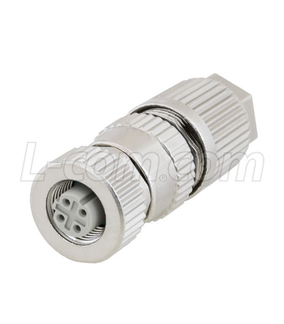 M12 4 Pin D-Code Female Shielded Field Termination Connector