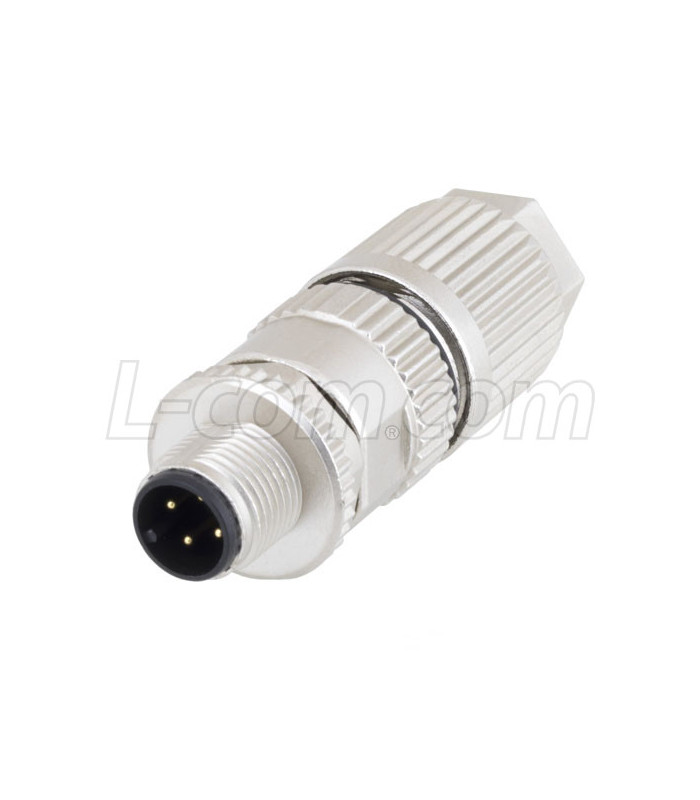 L-COM Shielded M12 4 Pin A-Code Male Field Termination Connector, 26-22AWG  M12FT4AMS