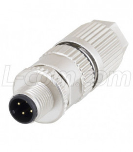 Shielded M12 4 Pin A-Code Male Field Termination Connector, 26-22AWG