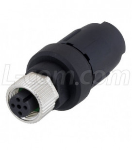 M12 4 Position A-Code Female Field Termination Connector, 20-17AWG