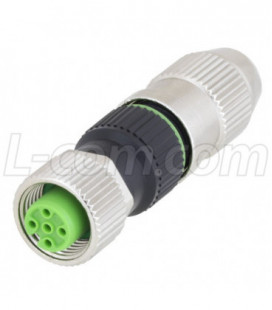 M12 4 Pin A-Code Female Field Termination Connector, 23-20AWG