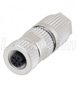 Shielded M12 4 Pin A-Code Female Field Termination Connector, 26-22AWG