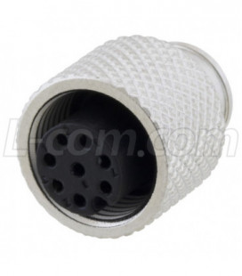 M12 8 Pole A-code Mold Connector, Female, Shielded
