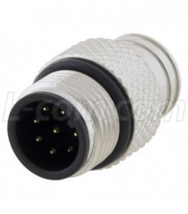 M12 8 Position A-code Mold Connector, Male, Shielded