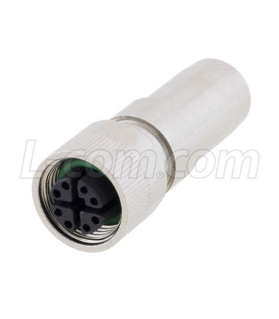 M12 8 Pole X-code Mold Connector, Female, Shielded