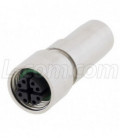 M12 8 Pole X-code Mold Connector, Female, Shielded