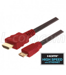 High Speed HDMI Cable w/Ethernet, HDMI Male/Mini HDMI Male 1.0m