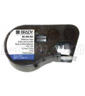 Brady Reflective Tape Labels 0.5"W x 25'L White/Black 1/Roll