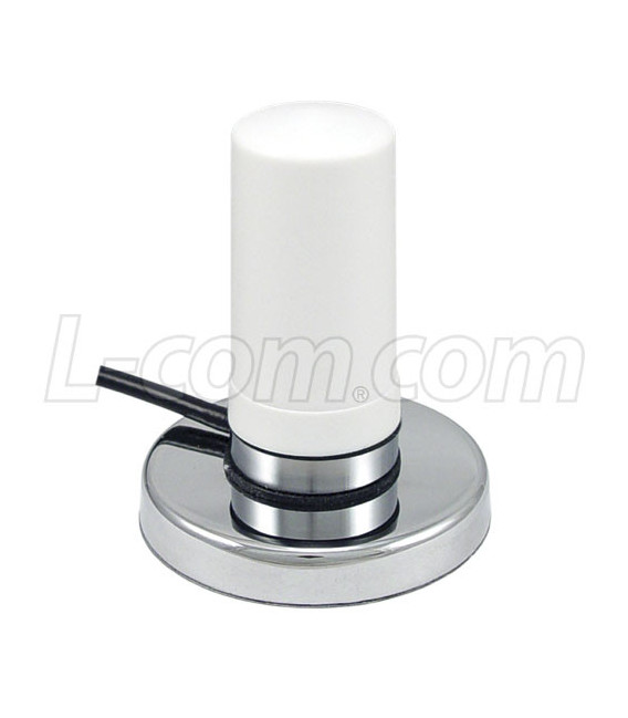 2.4/4.9-5.8 GHz 3 dBi White Omni Antenna w/ Magnetic Mount - N-Male Connector