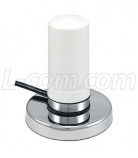 2.4/4.9-5.8 GHz 3 dBi White Omni Antenna w/ Magnetic Mount - N-Male Connector