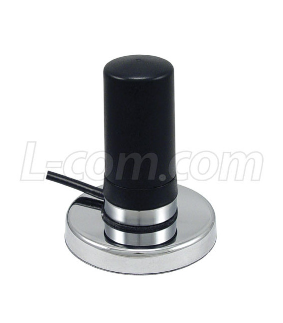 2.4/4.9-5.8 GHz 3 dBi Black Omni Antenna w/ Magnetic Mount - RP-SMA Plug Connector