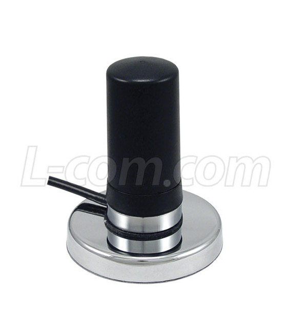 2.4/4.9-5.8 GHz 3 dBi Black Omni Antenna w/ Magnetic Mount - SMA Male Connector