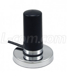 2.4/4.9-5.8 GHz 3 dBi Black Omni Antenna w/ Magnetic Mount - SMA Male Connector