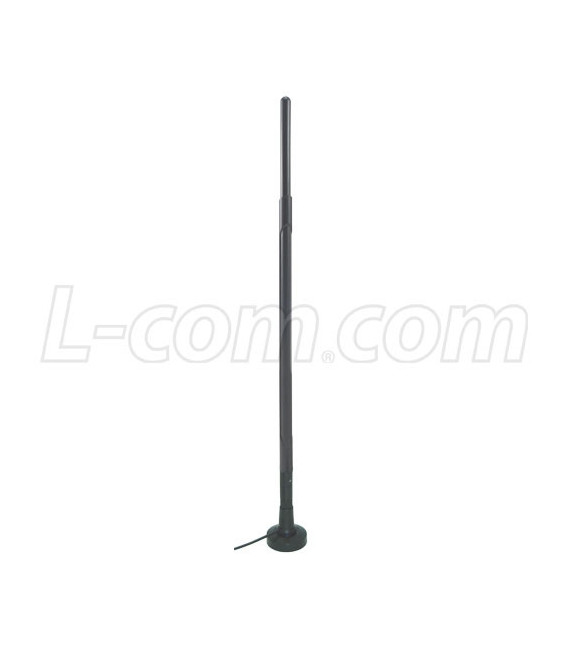 2.4 GHz 9 dBi Rubber Duck Antenna w/ Mag Mount - 5ft RP-TNC Plug Connector