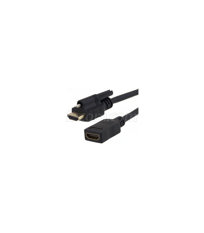 L-COM HDMI A Male with locking screw to HDMI Female Dongle Cable HDAMFLOC