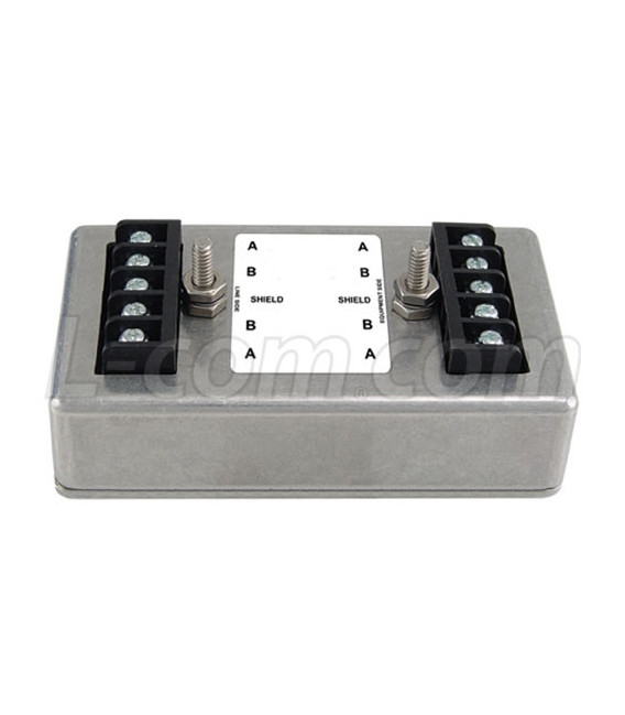 DIN Rail Mount 3-Stage Lightning Surge Protector for RS-422 & RS-485 Lines