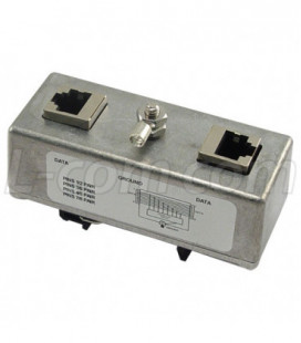 DIN 3 Rail Mount 10/100/1000 Base-T Shielded CAT6 PoE Compatible Lightning Protector