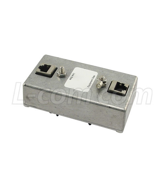 Indoor DIN Mount 10/100/1000 Base-T Shielded CAT6 Hi-Power Lightning Protector - RJ45 Jacks