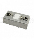 Indoor DIN Mount 10/100/1000 Base-T Shielded CAT6 Hi-Power Lightning Protector - RJ45 Jacks