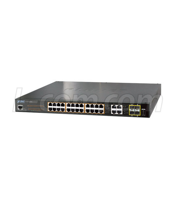 24-Port 10/100/1000T 802.3at PoE + 4-Port Gigabit TP/SFP Combo Managed Switch 220W