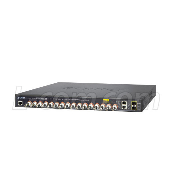16-Port Long Reach PoE over Coax Managed Switch