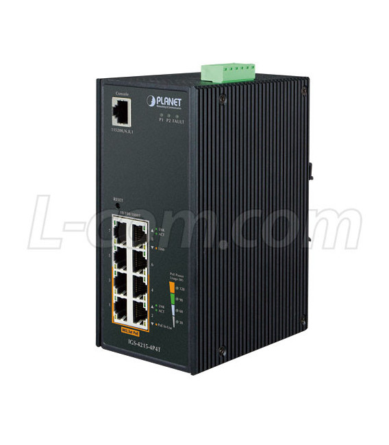 Industrial 4-Port 10/100/1000T 802.3at PoE + 4-Port 10/100/1000T Managed Switch