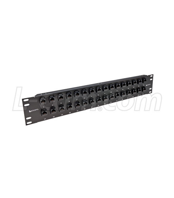 3.50" 32 Port Low Profile Offset Category 5e Feed-Thru Panel, Unshielded