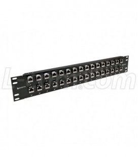 3.50" 32 Port Low Profile Offset Category 5e Feed-Thru Panel, Shielded