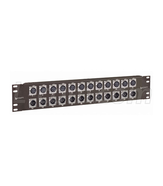 3.50" x 19" Panel (Black), 12 - XLR Female/12 - XLR Male Connectors