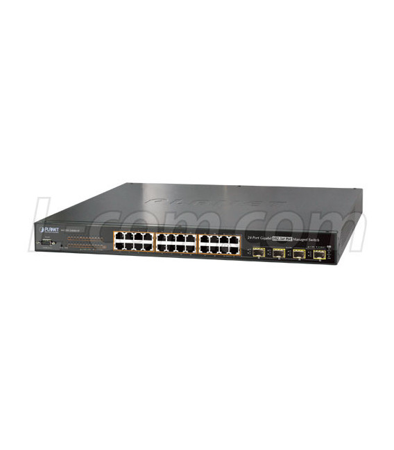 24-Port 10/100/1000Mbps 802.3at PoE+ Managed Switch with 4 Shared SFP Ports 220W