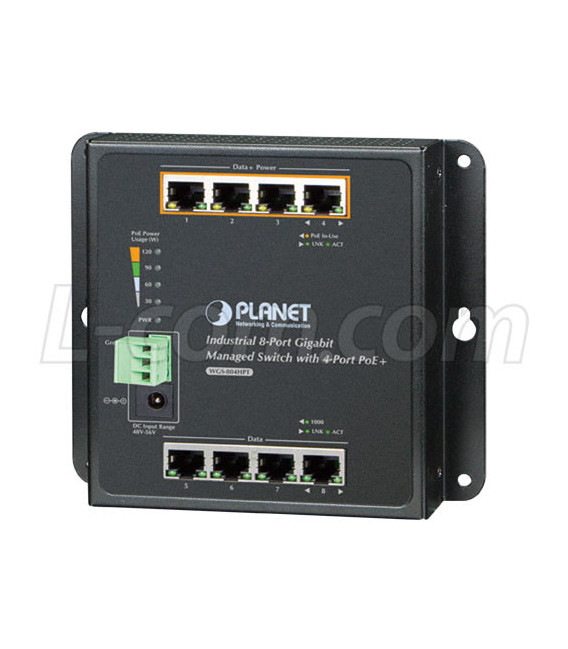 Industrial 8-Port 10/100/1000T Wall-Mount Managed Switch with 4-Port PoE+