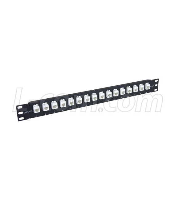 1.75" 16 Port Low Profile Category 6 Feed-Thru Panel, Unshielded Low Profile Mini-Coupler