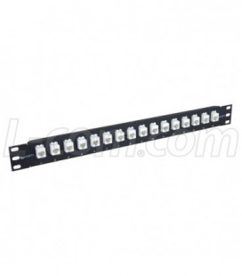 1.75" 16 Port Low Profile Category 6 Feed-Thru Panel, Unshielded Low Profile Mini-Coupler
