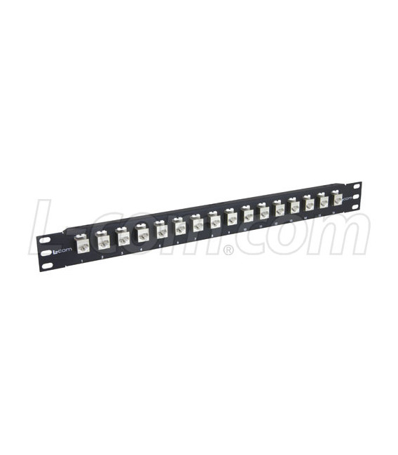 1.75" 16 Port Low Profile Category 6 Feed-Thru Panel, Shielded Low Profile Mini-Coupler